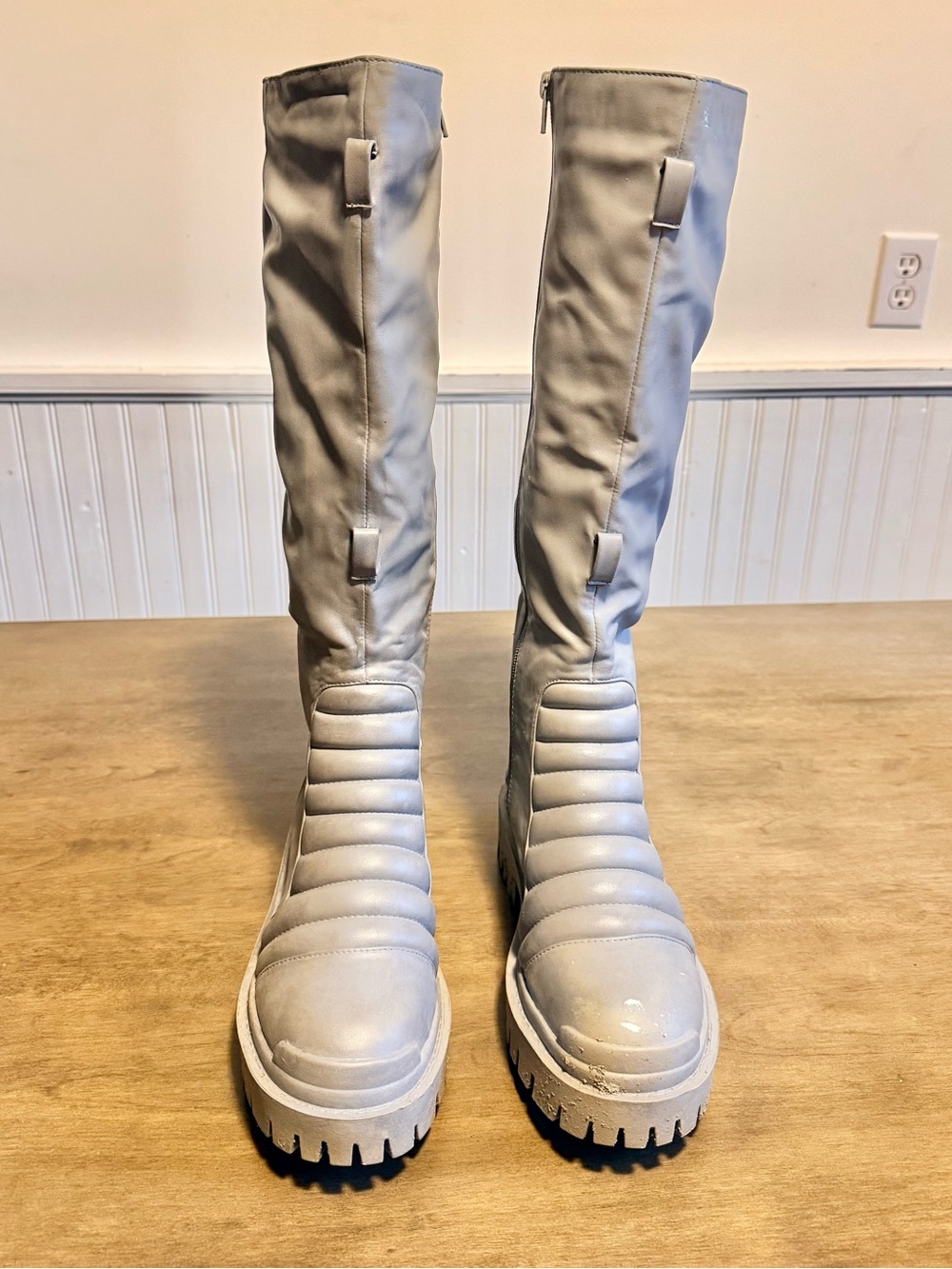 Acne Tall Shaft Costume Platform Boots - Light Gray